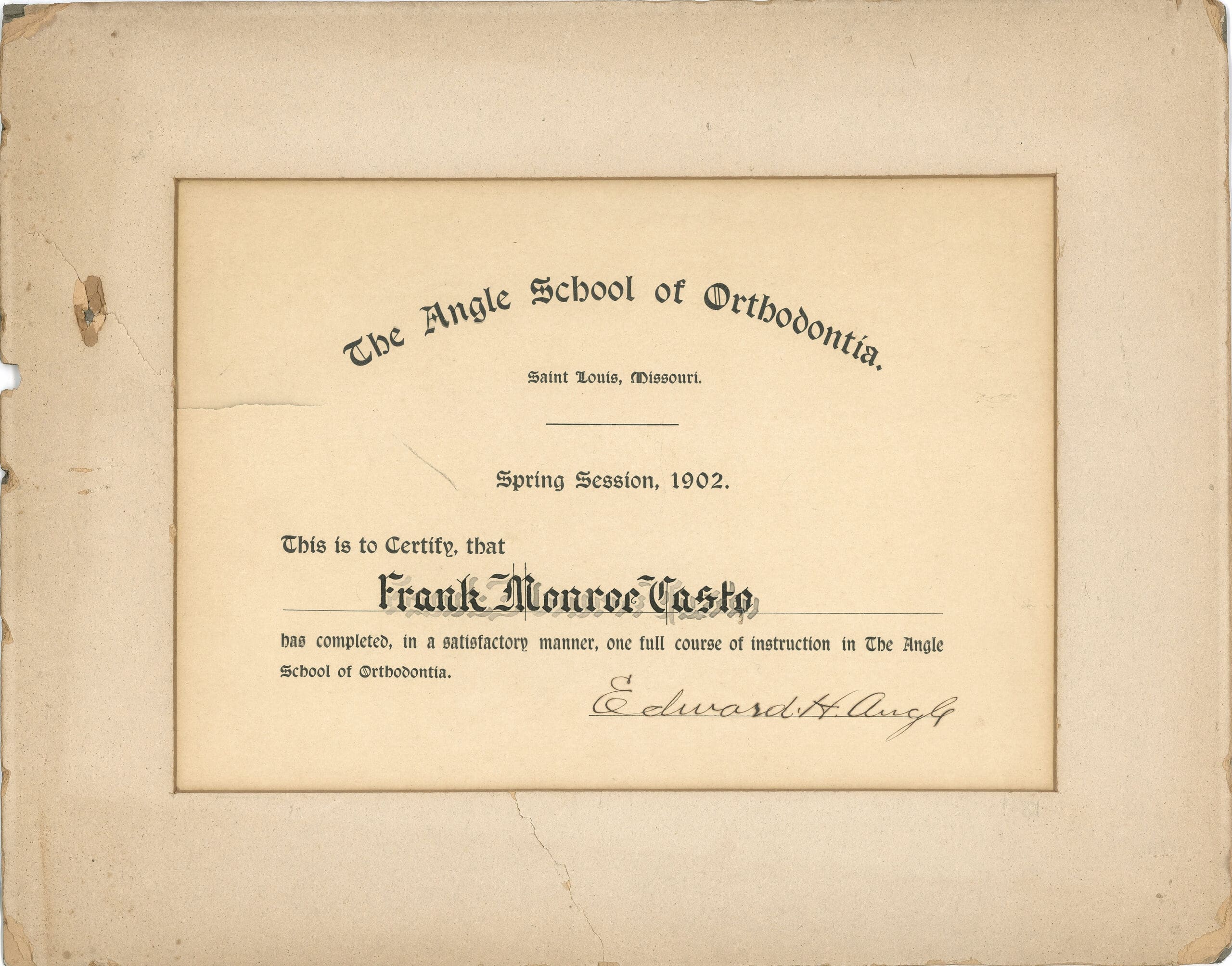 Frank Casto Orthodontic Diploma