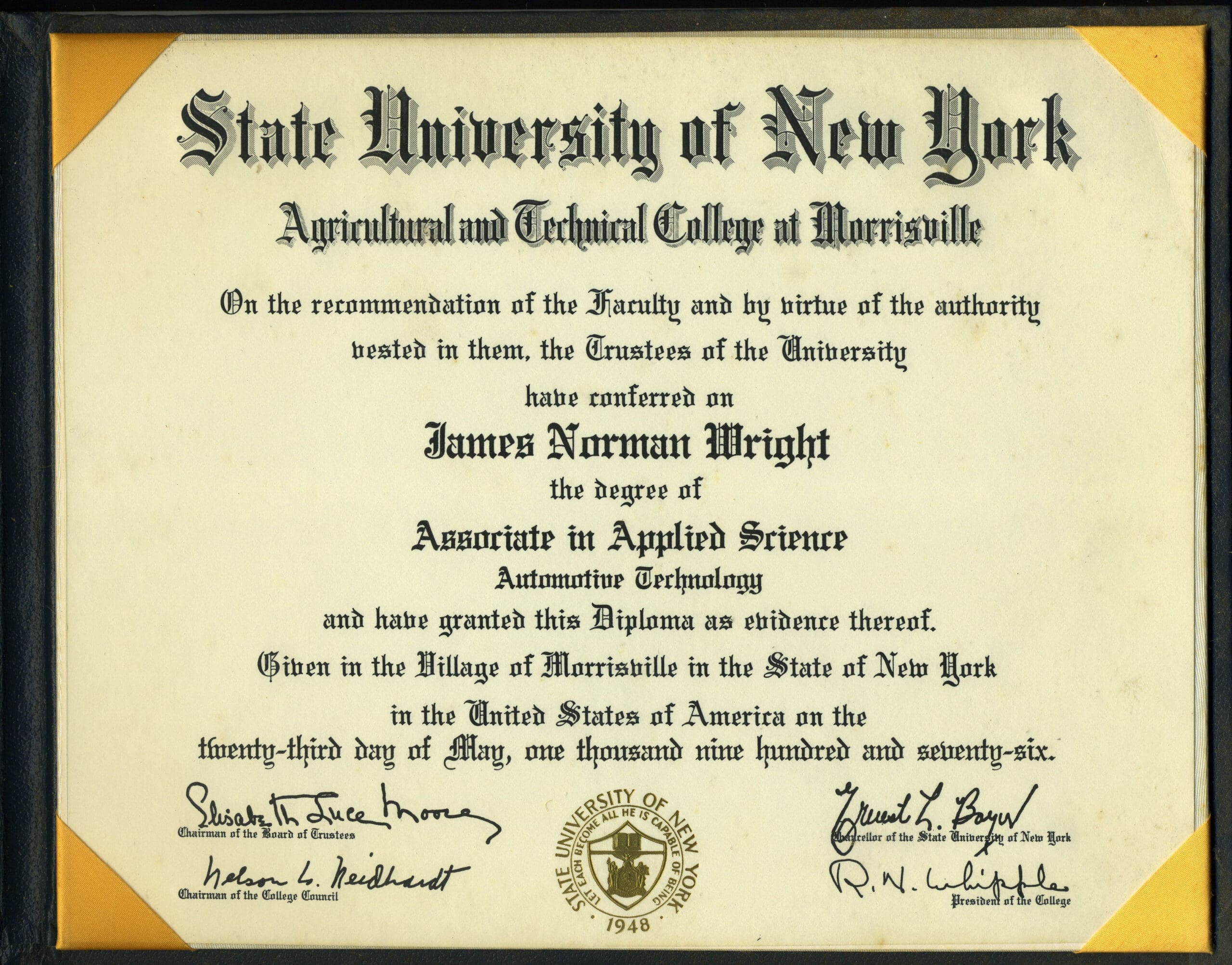 James (Jim) Wright College degree